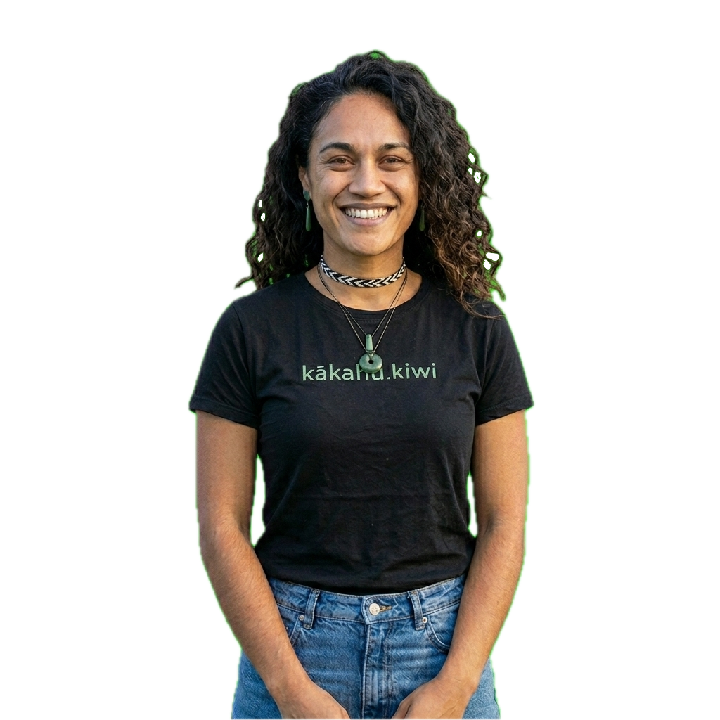 Kākahu Kiwi T-Shirt in Black